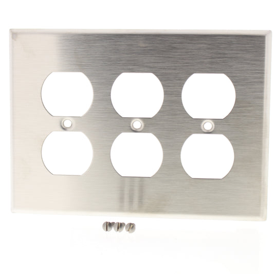 10 Leviton Non-Mag Stainless Steel Midway 3-Gang Receptacle Wallplates SSJ83-40