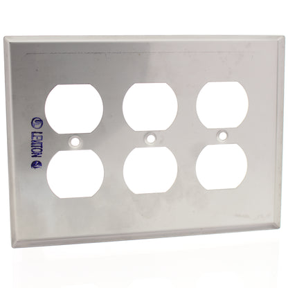 10 Leviton Non-Mag Stainless Steel Midway 3-Gang Receptacle Wallplates SSJ83-40
