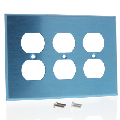 Leviton SSJ83-40 Stainless Steel 3-Gang Midway Receptacle Wallplate Non-Magnetic