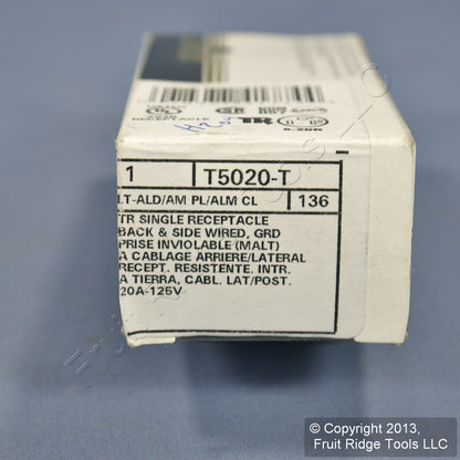 Leviton Light Almond Tamper Resistant Single Outlet Receptacle 20A T5020-T