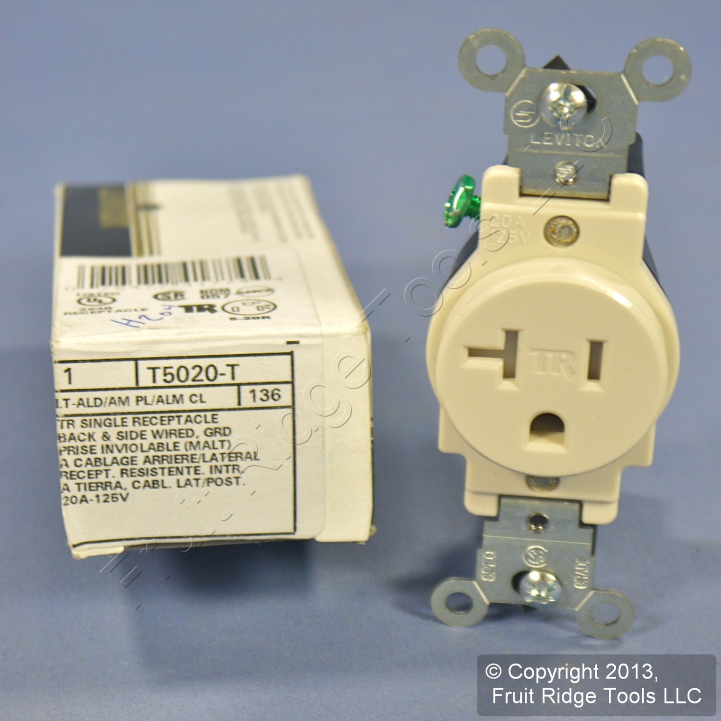 Leviton Light Almond Tamper Resistant Single Outlet Receptacle 20A T5020-T