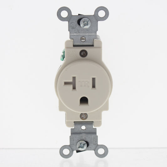 Leviton Light Almond Tamper Resistant Single Receptacle 5-20R 20A Bulk T5020-T