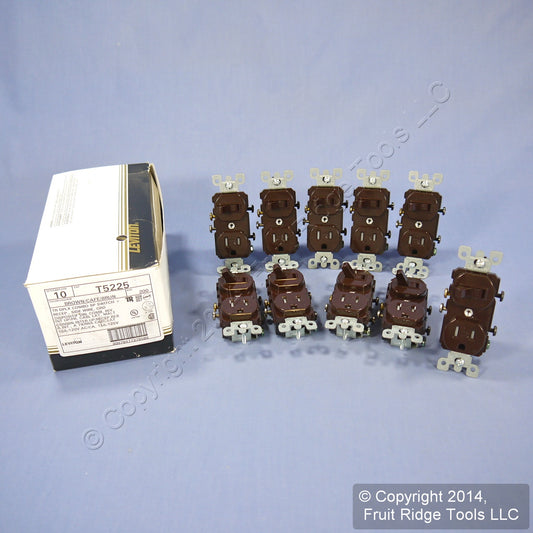Leviton T5225 Brown Tamper Resistant Wall Toggle Light Switch Outlet 15A 10-Pack