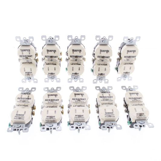 Leviton T5320-A Almond 15A Tamper Resistant Duplex Receptacle Outlet 5-15R 10pcs