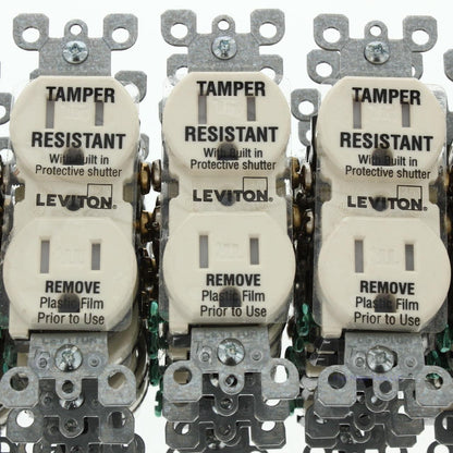 Leviton T5320-A Almond 15A Tamper Resistant Duplex Receptacle Outlet 5-15R 50pcs