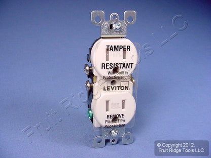 Leviton Light Almond Tamper Resistant Duplex Receptacle Outlet 5-15 15A T5320-T