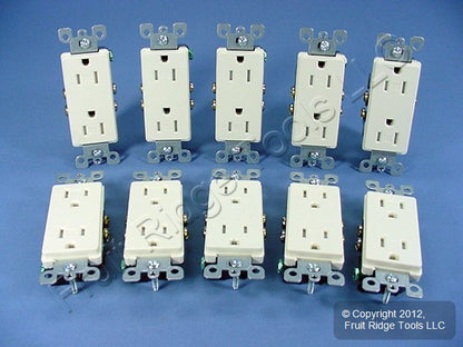 10 Leviton Almond Tamper Resistant Duplex Receptacle Outlets 5-15 15A T5325-A