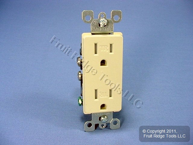 Leviton Ivory Tamper Resistant Decora Receptacle Duplex Outlet 15A Bulk T5325-I