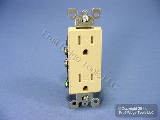 Leviton Ivory Tamper Resistant Decora Receptacle Duplex Outlet 15A Bulk T5325-I