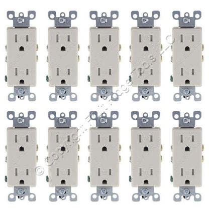 10 Leviton Light Almond Tamper Resistant Decora Receptacles Outlet 5-15R T5325-T