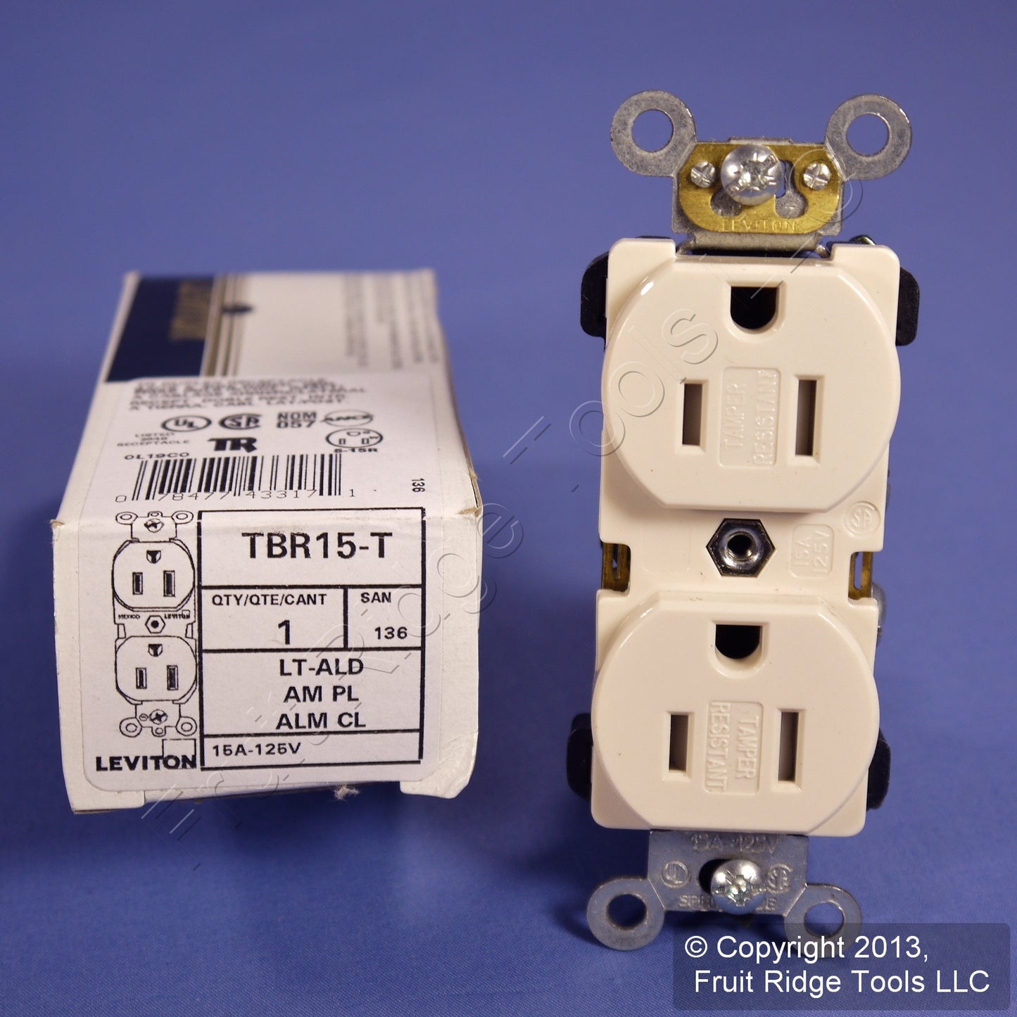 Leviton Lt. Almond Tamper Resistant Duplex Receptacle Outlet 15A TBR15-T Boxed
