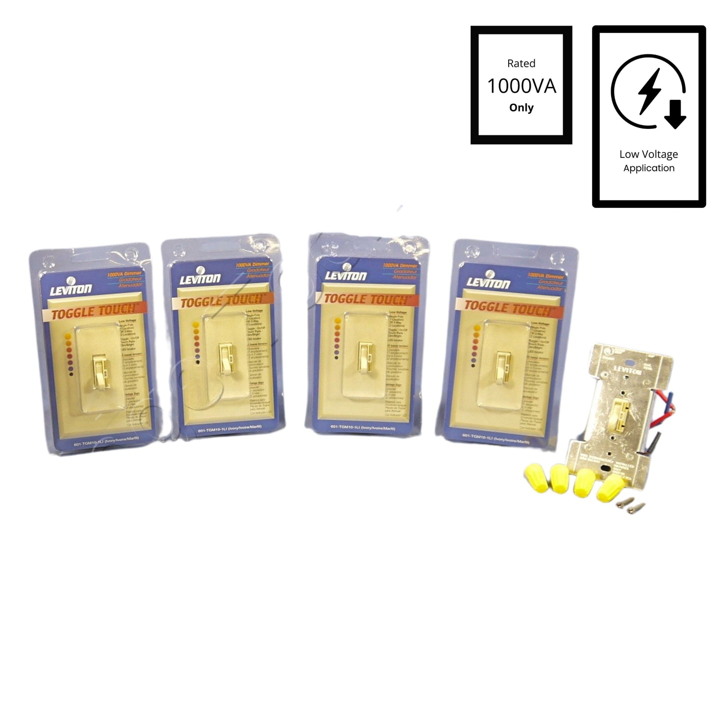 Leviton TGM10-1LI Ivory 3-Way Magnetic Low Volt Touch Dimmer Switches 1000W 5pcs