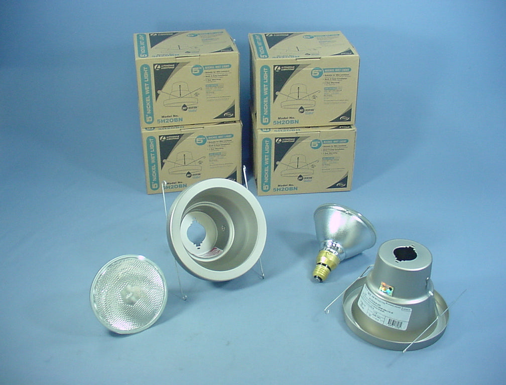 Lithonia 5H20BN 5" Brushed Nickel Wet Light Recessed Finishing Trim w/ Bulb 6pcs