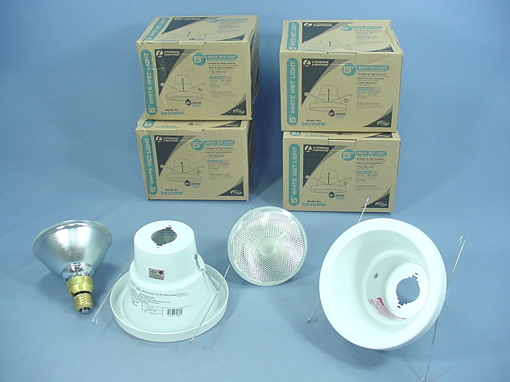 6 Lithonia Lighting 5" White Wet Light Recessed Finishing Trim w/ Bulb 5H20MW