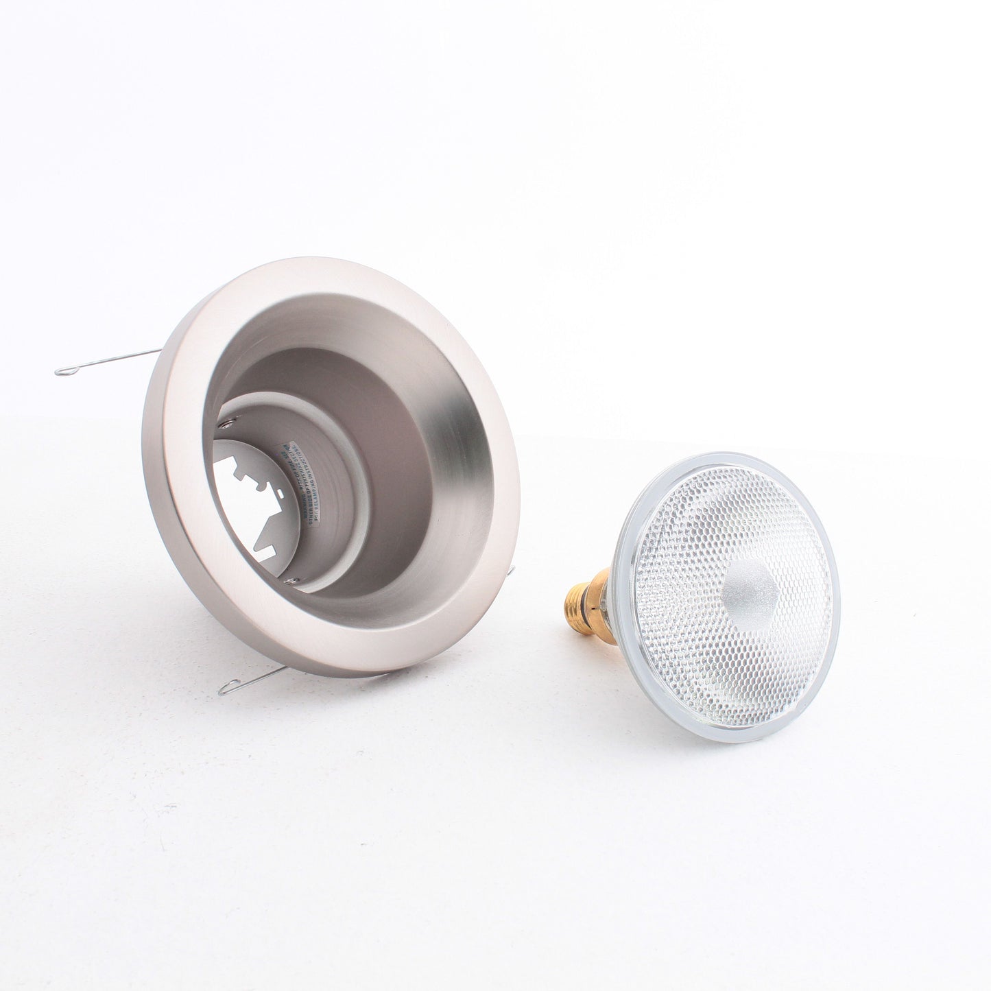 6 Lithonia 6" Brushed Nickel Outdoor Light Recessed Finishing Trim + Bulb 6H20BN