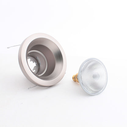 6 Lithonia 6" Brushed Nickel Outdoor Light Recessed Finishing Trim + Bulb 6H20BN