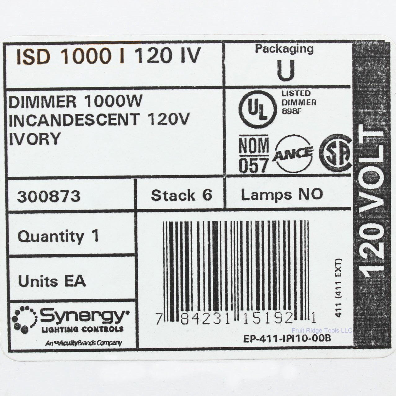 Lithonia Lighting ISD1000-I Ivory Dimmer 1000W Incandescent Loads Only 120V