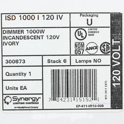 Lithonia Lighting ISD1000-I Ivory Dimmer 1000W Incandescent Loads Only 120V