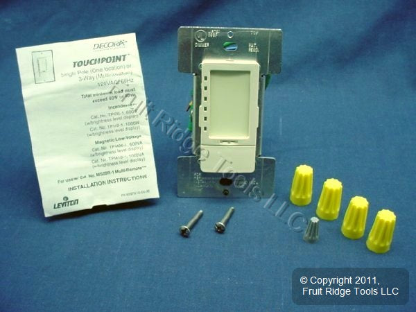Leviton Almond TouchPoint Touch Light Dimmer Switch Decora 600W TPI06-1LA