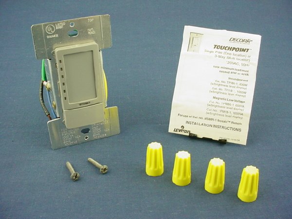 Leviton TPM10-1LG Gray Touch Dimmer Switch 1000W Magnetic Low Voltage 1000W
