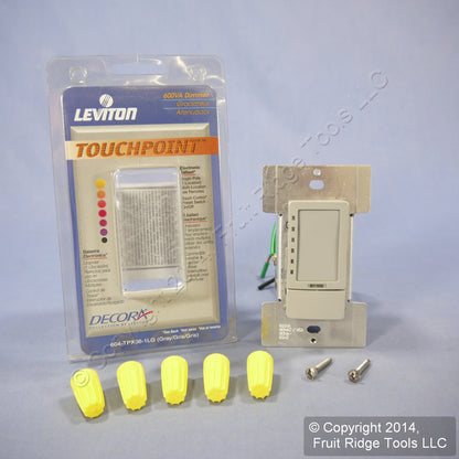 Leviton TPX06-1LG Gray Mark 10 Fluorescent Touch Light Dimmer Switch