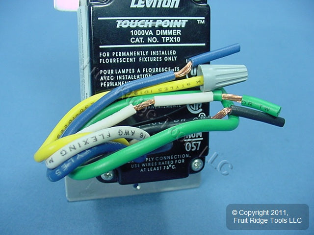 Leviton TPX10-1LA Almond Mark 10 Fluorescent Touch Light Dimmer Switch 1000VA