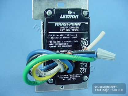 Leviton TPX10-1LG Gray Mark 10 Fluorescent Touch Light Dimmer Switch 1000VA