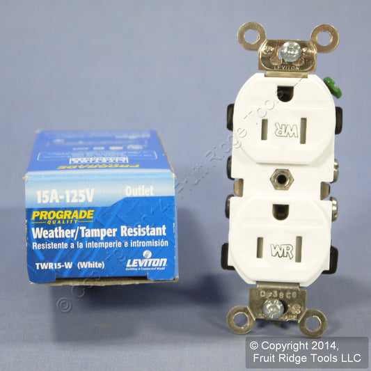 Leviton TWR15-W White Tamper/Weather Resistant Duplex 15A Receptacle Outlet 125V