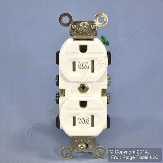 Leviton TWR15-W White Tamper/Weather Resistant Duplex 15A Receptacle Outlet Bulk