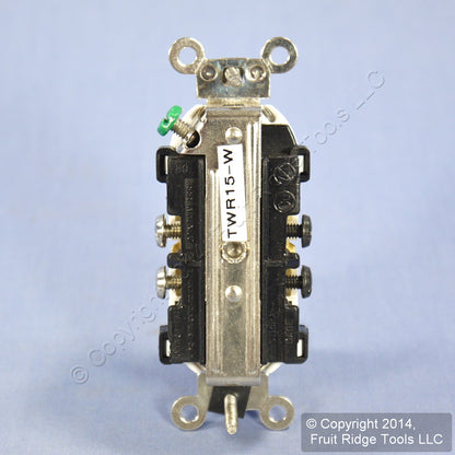 Leviton TWR15-W White Tamper/Weather Resistant Duplex 15A Receptacle Outlet Bulk