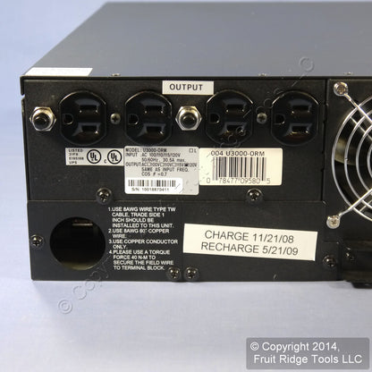 Leviton UPS U3000-ORM 3000VA OnLine Pure Sine Wave Rack Mount Hard-Wired 1800W