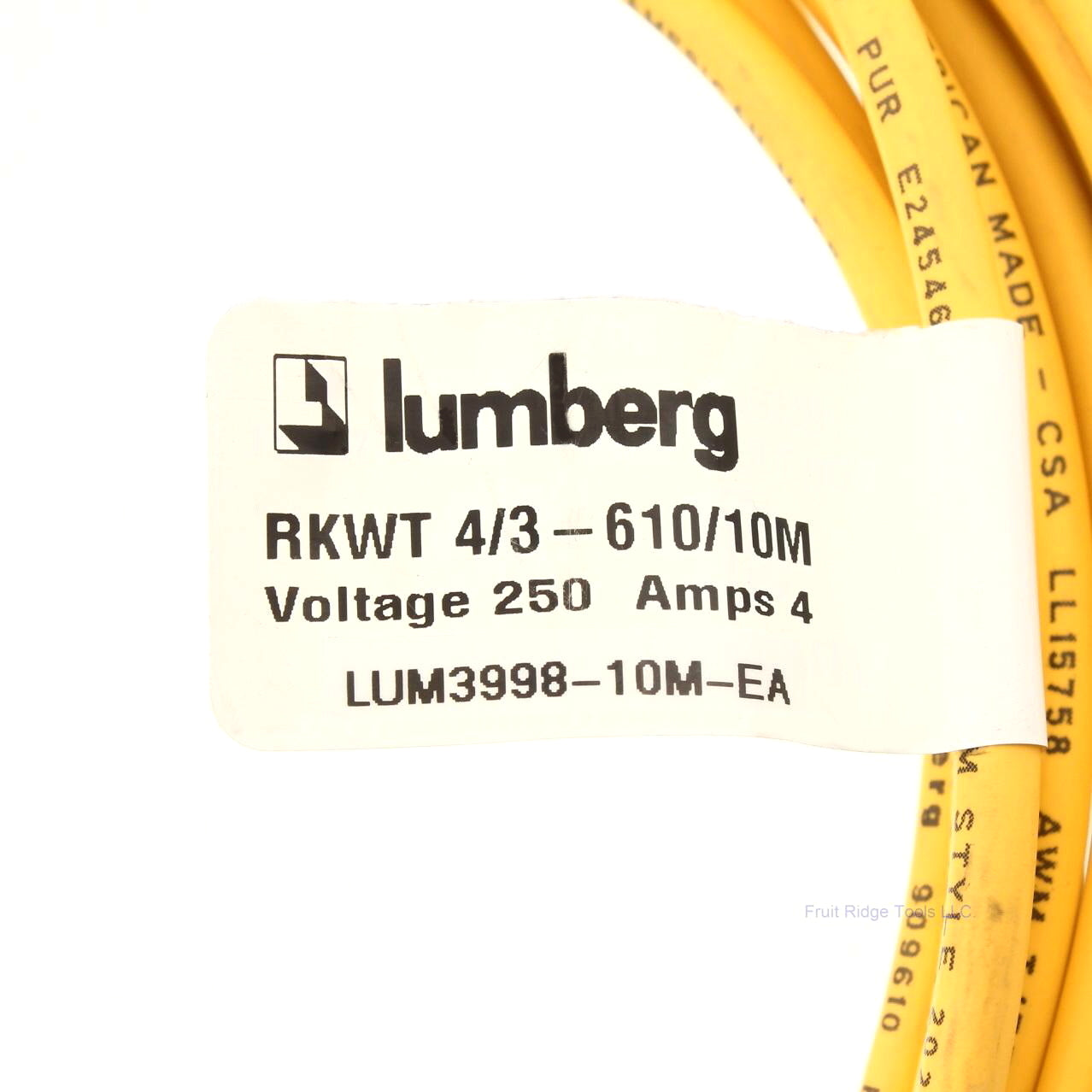 Lumberg Automation 3998-10M Sensor Cordset 10 Meters RKWT 4/3 - 610/10M 4A 250V