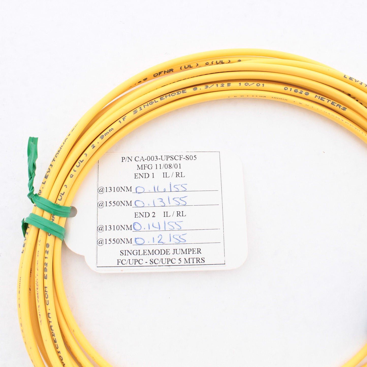 5M Leviton Fiber Optic Single-Mode Simplex Patch Cable Cord SC FC UPC UPSCF-S05