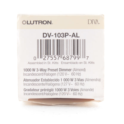 Lutron Almond Mural On/Off Dimmer Rocker Switch Multi-Way 1000W DV-103P-AL