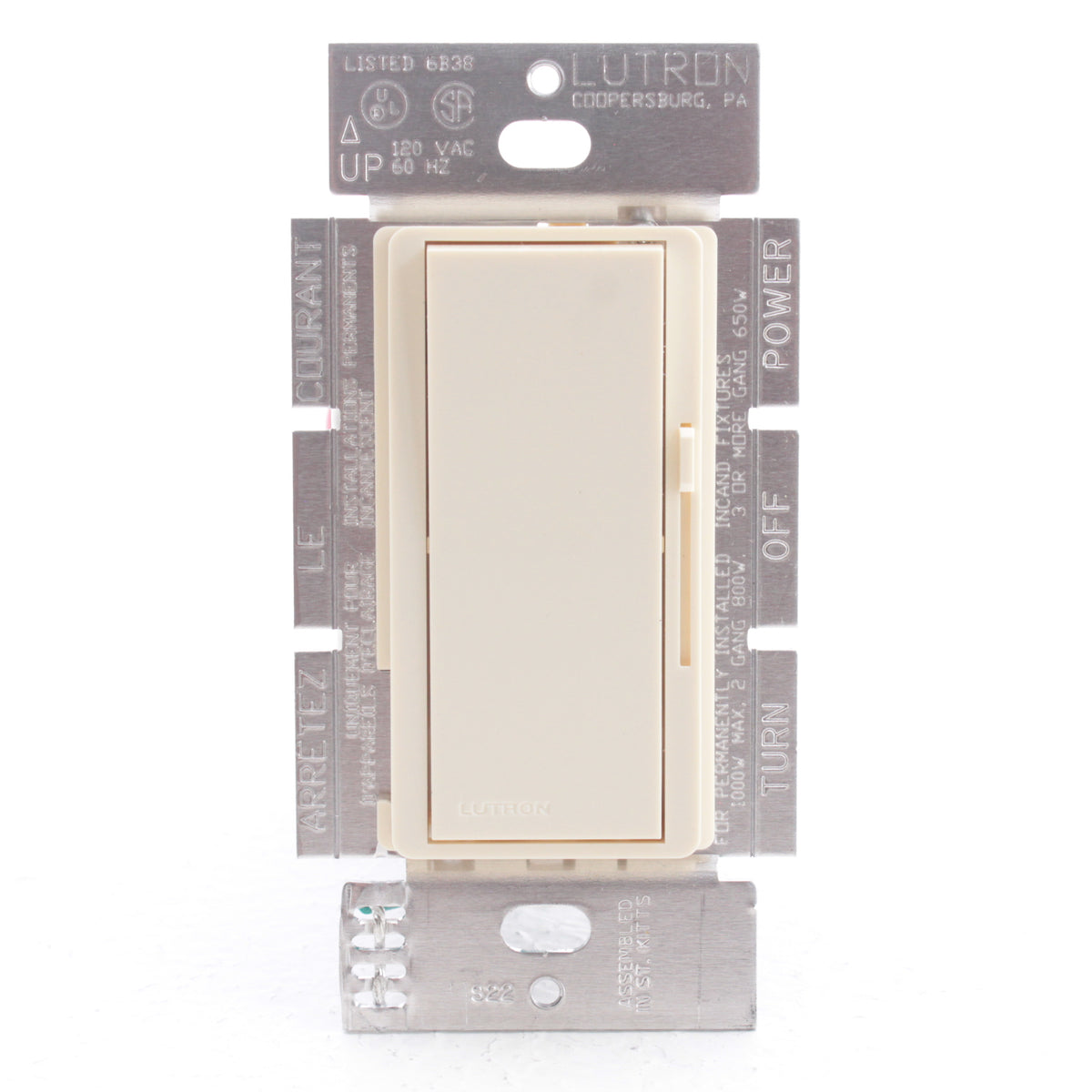 Lutron Almond Mural On/Off Dimmer Rocker Switch Multi-Way 1000W DV-103P-AL