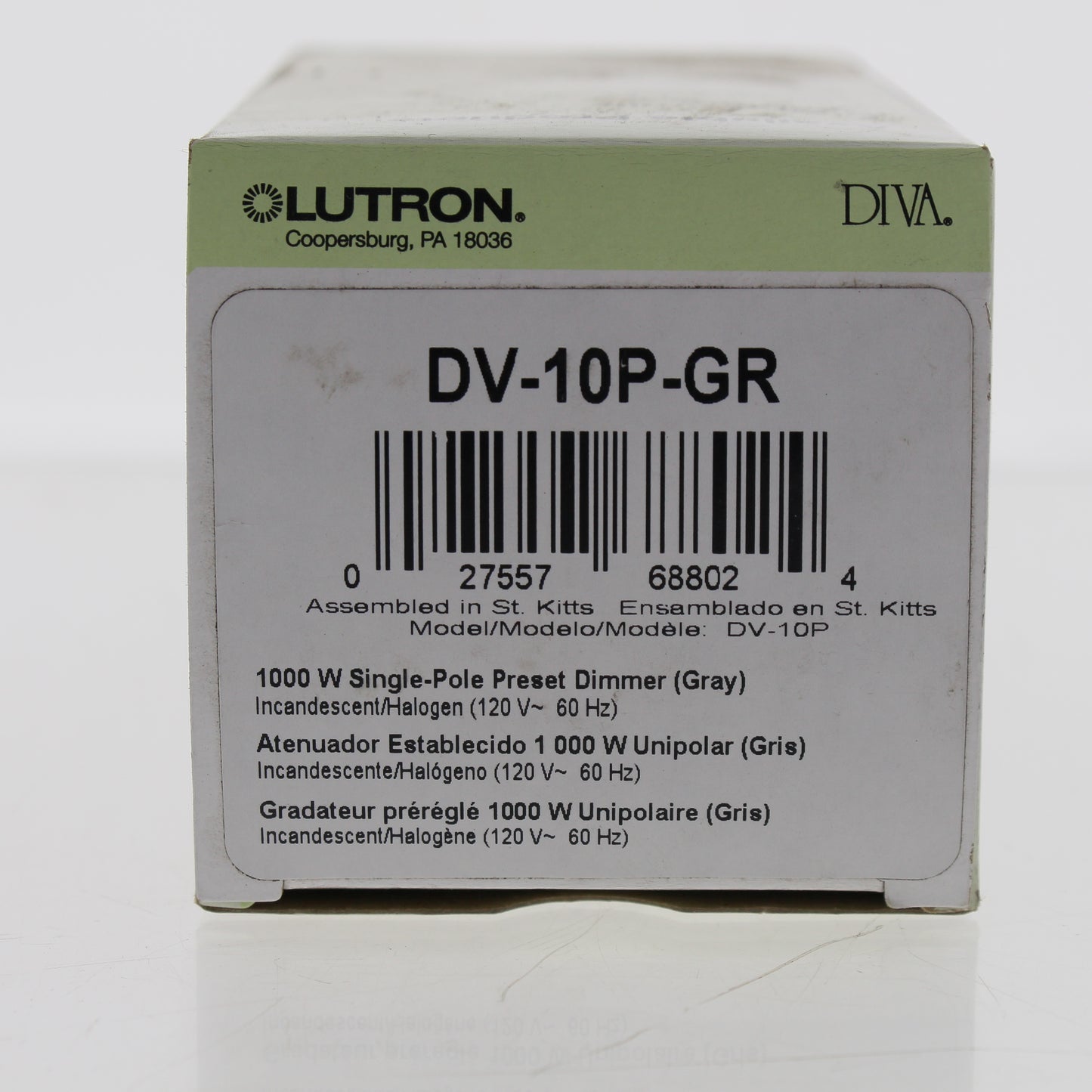 Lutron DV-10P-GR Gray Single Pole Preset On/Off Dimmer Rocker Switch 1000W