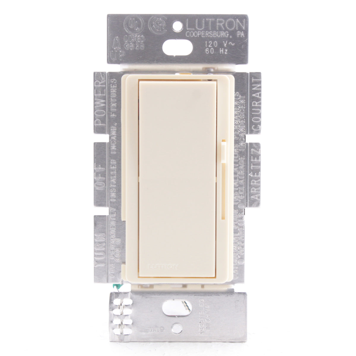 Lutron Almond 3-Way Incandescent Slide Dimmer Rocker Switch 120V 600W DV-603P-AL