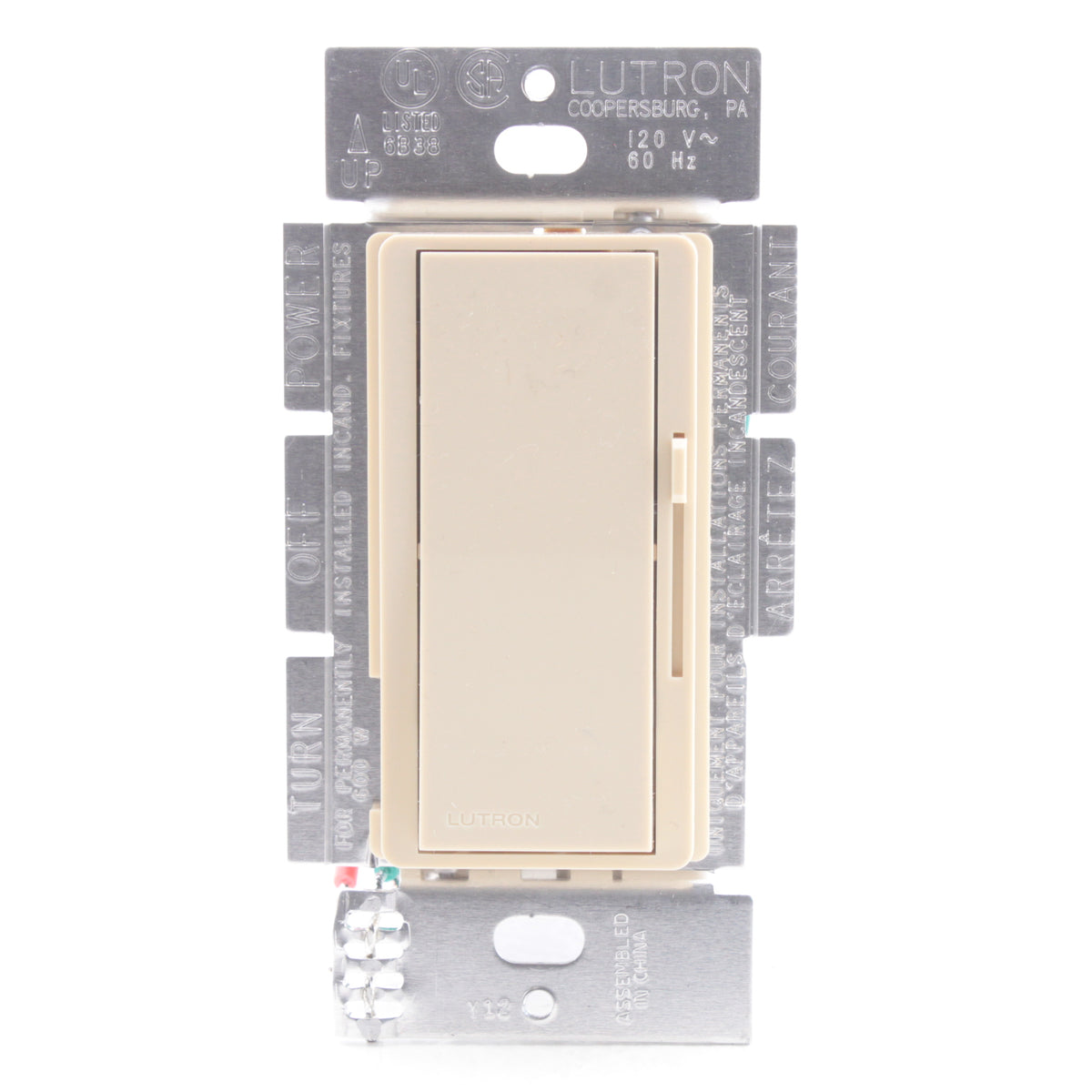 Lutron Ivory 3-Way Incandescent Slide Dimmer Rocker Switch 120V 600W DV-603P-IV