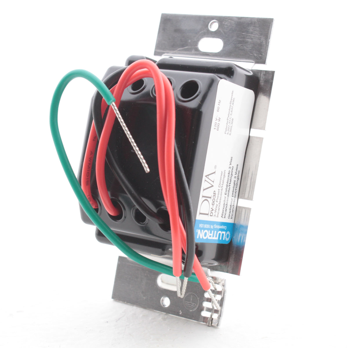 Lutron Ivory 3-Way Incandescent Slide Dimmer Rocker Switch 120V 600W DV-603P-IV