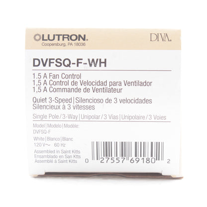 Lutron Diva White 1.5A 3-Way Single Pole 3-Speed ON/OFF Fan Control DVFSQ-F-WH
