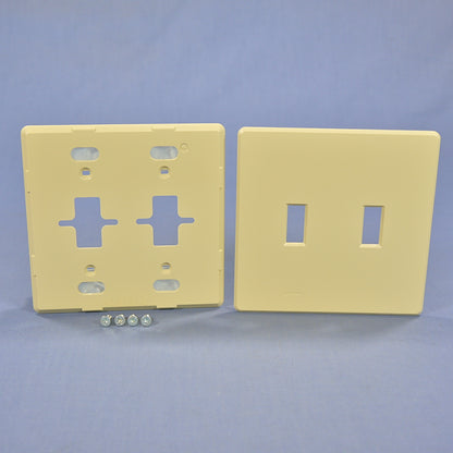 Lutron FW-2-IV Ivory 2-Gang Toggle Switch Plastic Midway Wallplate Cover Plate
