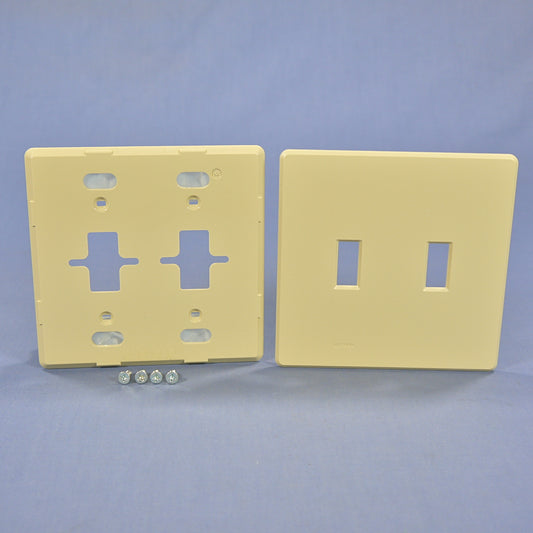 Lutron FW-2-IV Ivory 2-Gang Toggle Switch Plastic Midway Wallplate Cover Plate