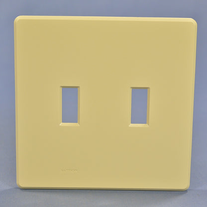 Lutron FW-2-IV Ivory 2-Gang Toggle Switch Plastic Midway Wallplate Cover Plate