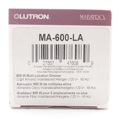 Lutron Maestro Lt Almond Preset Decorator Dimmer Switch Multi-Way 600W MA-600-LA