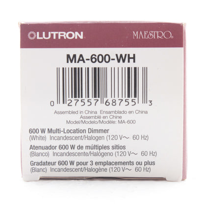 Lutron Maestro White Preset Decorator Dimmer Switch Multi-Way 600W MA-600-WH