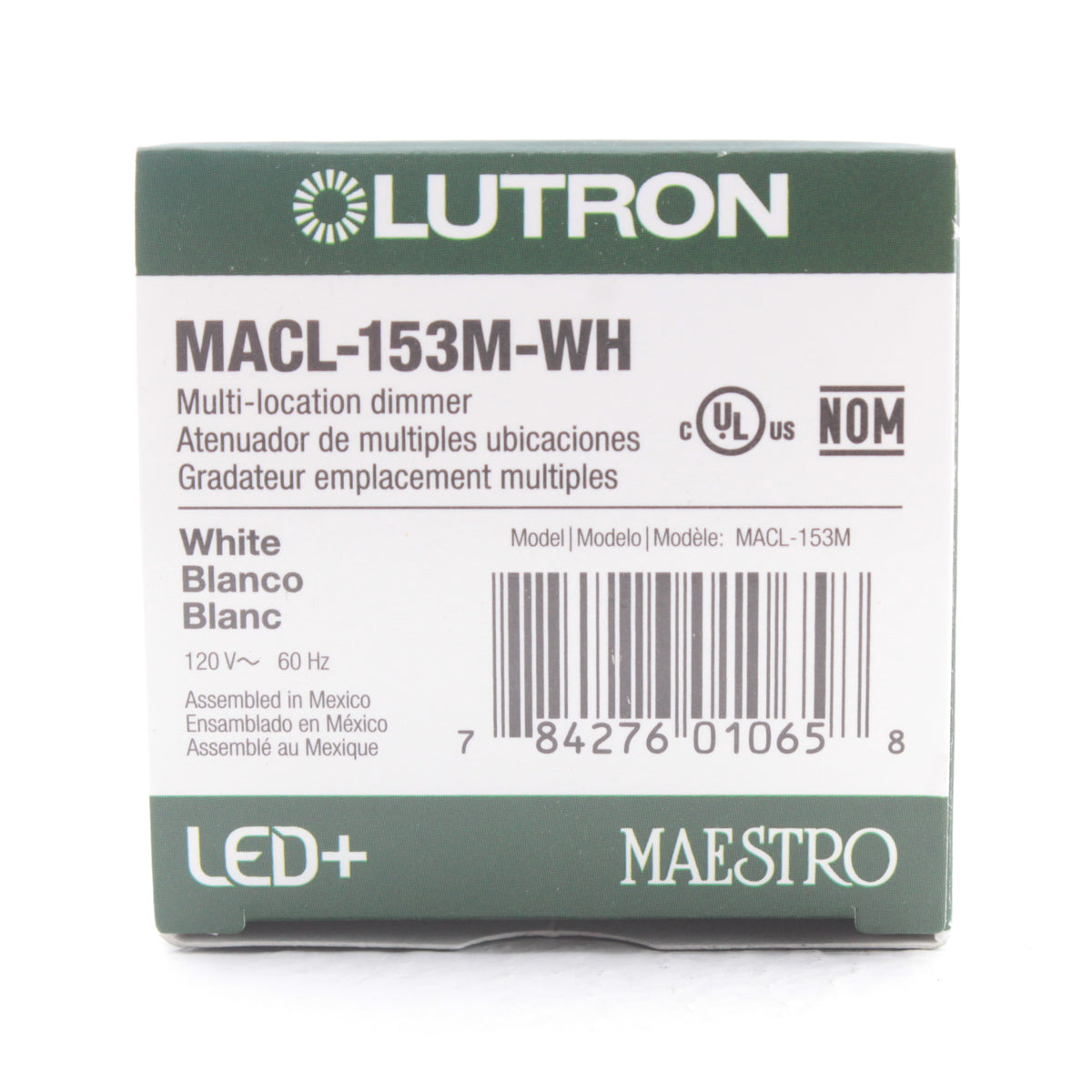 Lutron White 1-Pole Multi-Location Slide Dimmer Rocker Switch 120V MACL-153M-WH