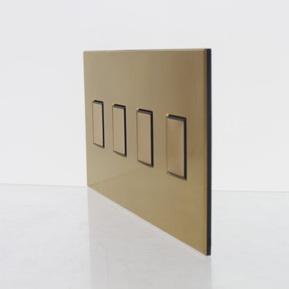 Lutron NT-KKKK-FB-SB Gold 4-Gang Wallplate Cover for Push-Bottom Switch Dimmers