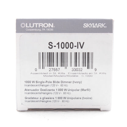 Lutron Skylark Ivory Single Pole Slide Dimmer Switch Control 1000W S-1000-IV