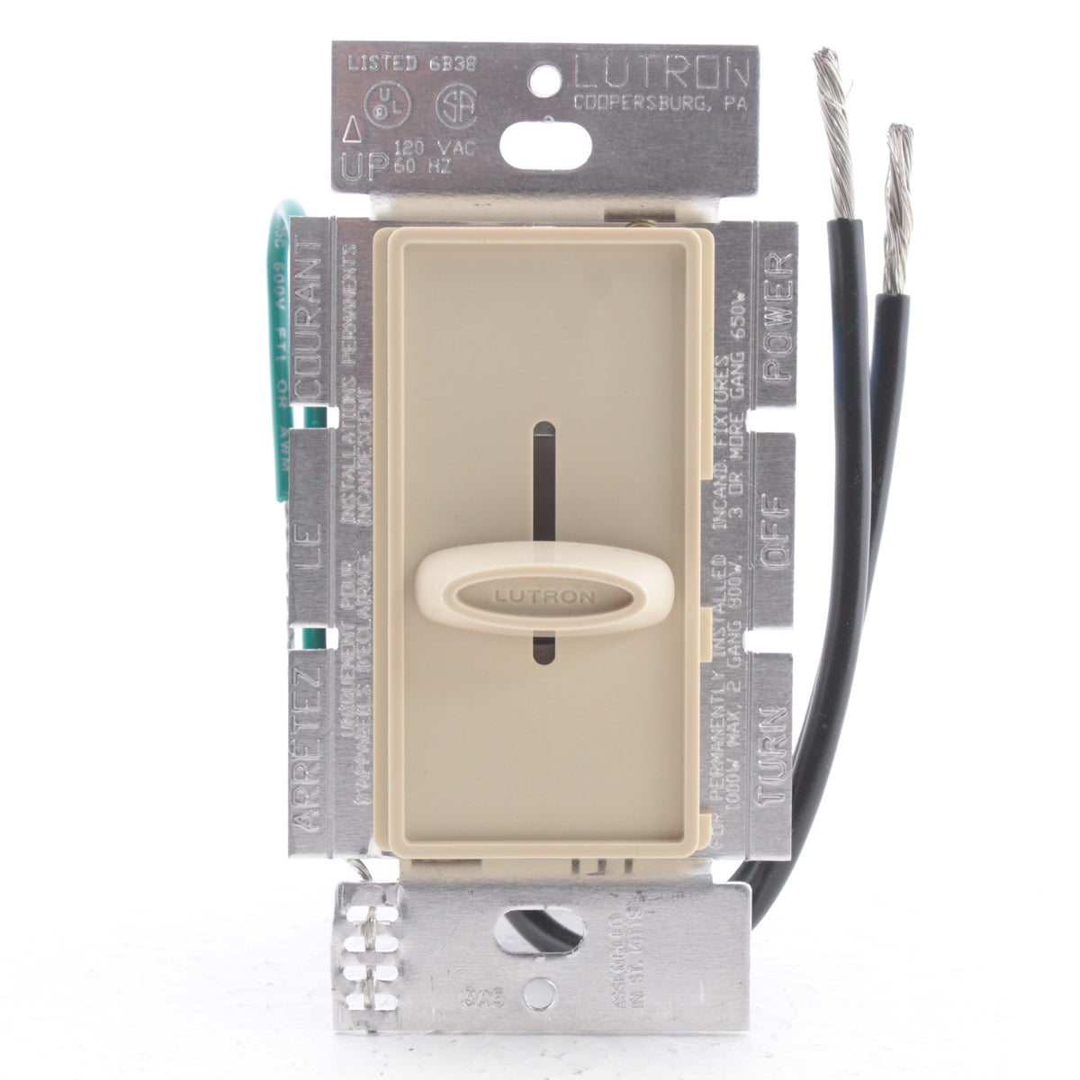 Lutron Skylark Ivory Single Pole Slide Dimmer Switch Control 1000W S-1000-IV