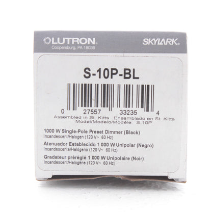 Lutron Skylark Black Single Pole Slide Dimmer Switch Preset 1000W S-10P-BL
